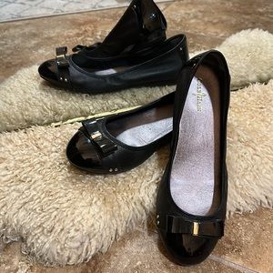 Cole Haan Black Patent Ballet Flats Nike Air Jenni Sz 8 1/2 Good condition!